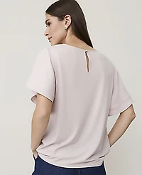 Ann Taylor Lace Trimmed Flutter Sleeve Top Women's