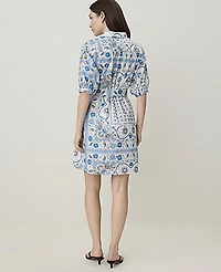 Ann Taylor Weekend Paisley Collared Shirtdress Sea Haze Women's