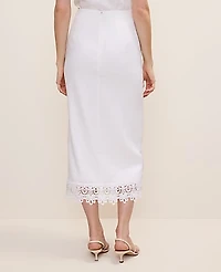 Ann Taylor Petite Wrap Midi Skirt in Linen Blend Size 6 White Women's