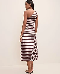 Ann Taylor Striped Midi Dress Rich Walnut Women's