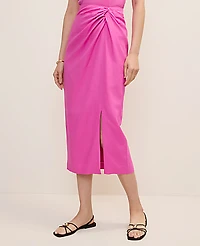 Ann Taylor Petite Knotted Pencil Skirt Linen Blend Rhododendron Women's