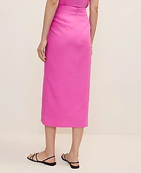 Ann Taylor Petite Knotted Pencil Skirt Linen Blend Rhododendron Women's