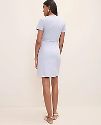 Ann Taylor Striped Crew Neck Mini Dress Ocean Oasis Stripe Women's