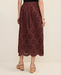 Ann Taylor Weekend Eyelet Gathered Maxi Skirt Rich Walnut Women's