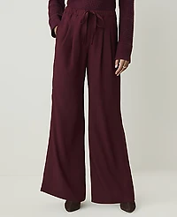 Ann Taylor The Drawstring Wide-Leg Pant Satin Purest Plum Women's