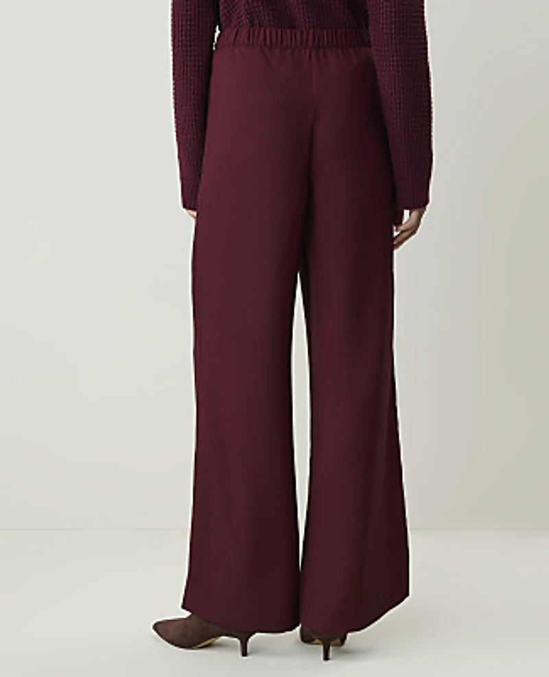 Ann Taylor The Drawstring Wide-Leg Pant Satin Purest Plum Women's