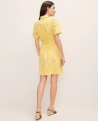 Ann Taylor Weekend Eyelet Shirtdress Size 16 Yellow Hibiscus Women's