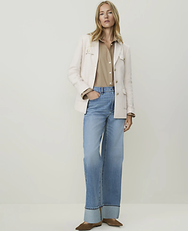 Ann Taylor The Patch Pocket Blazer Ivory Whisper Women's