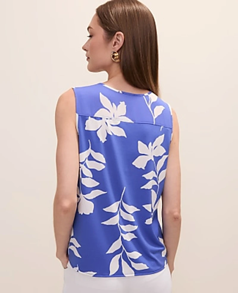 Ann Taylor Floral Mixed Media Top Dream Blue Women's