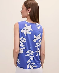 Ann Taylor Floral Mixed Media Top Dream Blue Women's