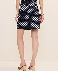 Ann Taylor Polka Dot A-Line Skirt Linen Blend Night Sky Women's