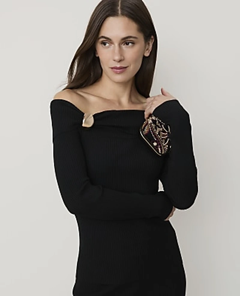 Ann Taylor Hardware Embellished Off-The-Shoulder Top Women's