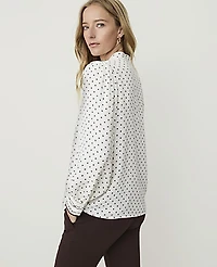 Ann Taylor Geo Print Shirred Blouse Sea Pearl Women's