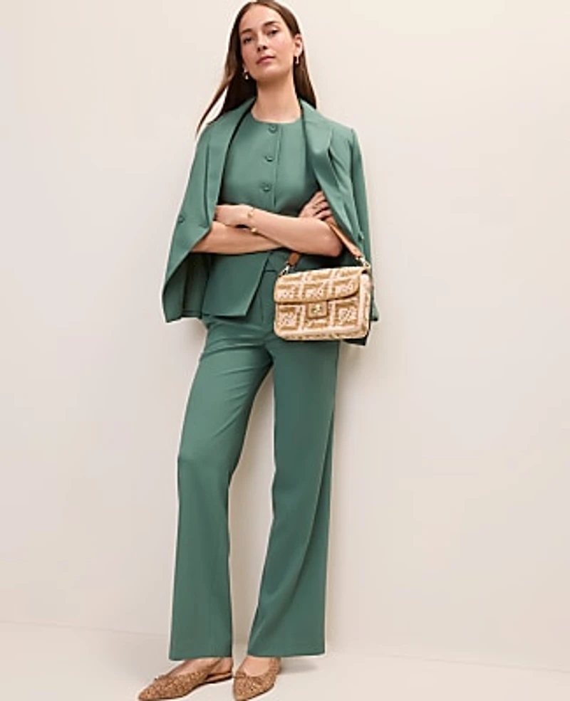 Ann Taylor The Long Crew Neck Vest Shadowy Jade Women's