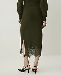 Ann Taylor Lace Trim Midi Skirt Caper Shadow Women's