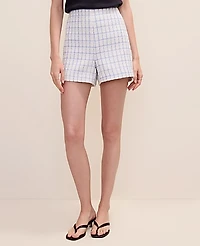 Ann Taylor Side Zip Short Tweed White/Blue Multi Women's