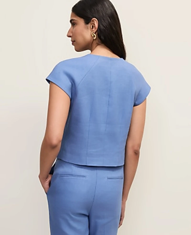 Ann Taylor The Cap Sleeve Vest Linen Blend Ocean Oasis Women's