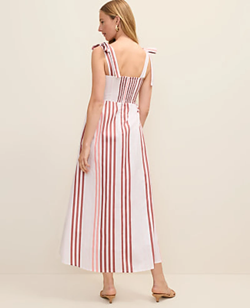 Ann Taylor Weekend Striped Tie Strap Midi Dress Terra Toscana Women's