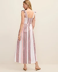 Ann Taylor Weekend Striped Tie Strap Midi Dress Terra Toscana Women's