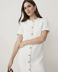 Ann Taylor Tweed Shift Dress Winter White Women's