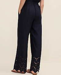 Ann Taylor The Easy Wide-Leg Pant Linen Blend Night Sky Women's