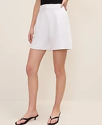 Ann Taylor The Petite Pleated Bermuda Short Linen Blend White Women's