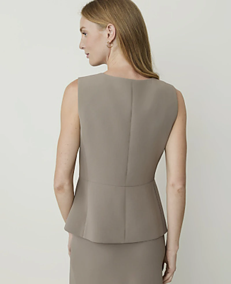 Ann Taylor The V-Neck Vest Textured Crepe Pebble Path Women's