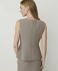 Ann Taylor The V-Neck Vest Textured Crepe Pebble Path Women's