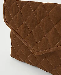 Ann Taylor Weekend Quilted Suede Envelope Clutch Golden Brown Women's