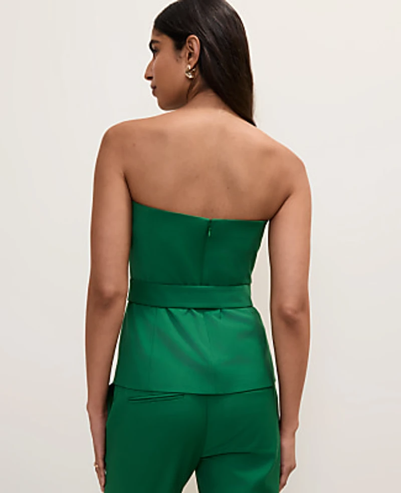 Ann Taylor The Petite Belted Strapless Top Fresh Cut Green Women's
