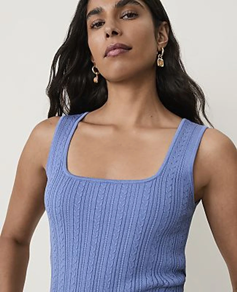 Ann Taylor Mixed Stitch Sweater Shell Top Women's