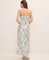 Ann Taylor Petite Lemon Print Cowl Neck Slip Dress Satin Limoni Scarf Women's