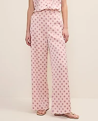 Ann Taylor The Petite Side Zip Wide-Leg Pant Geo Satin Pink Marble Women's