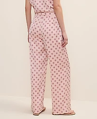 Ann Taylor The Petite Side Zip Wide-Leg Pant Geo Satin Pink Marble Women's