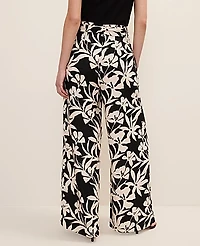 Ann Taylor The Wide-Leg Paperbag Pant Floral Linen Blend Black Women's