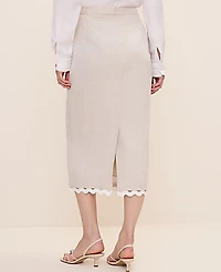 Ann Taylor Petite Ric Rac Midi Skirt Linen Blend Natural Flax Women's