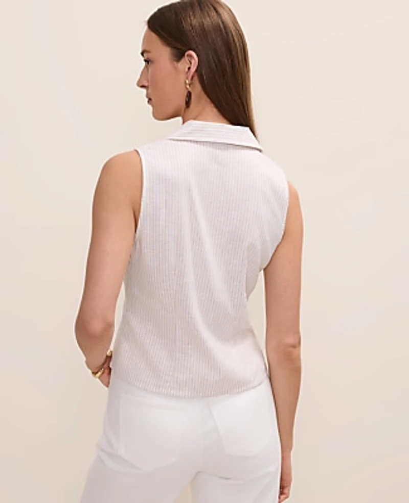 Ann Taylor Petite Sleeveless Flare Shirt Linen Blend Sail Cloth Women's