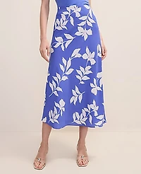 Ann Taylor Petite Floral Slip Skirt Satin Dream Blue Women's