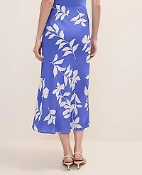 Ann Taylor Petite Floral Slip Skirt Satin Dream Blue Women's