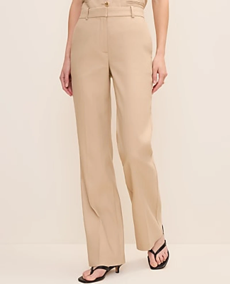 Ann Taylor The Petite High Rise Trouser Linen Blend Cool Sesame Women's