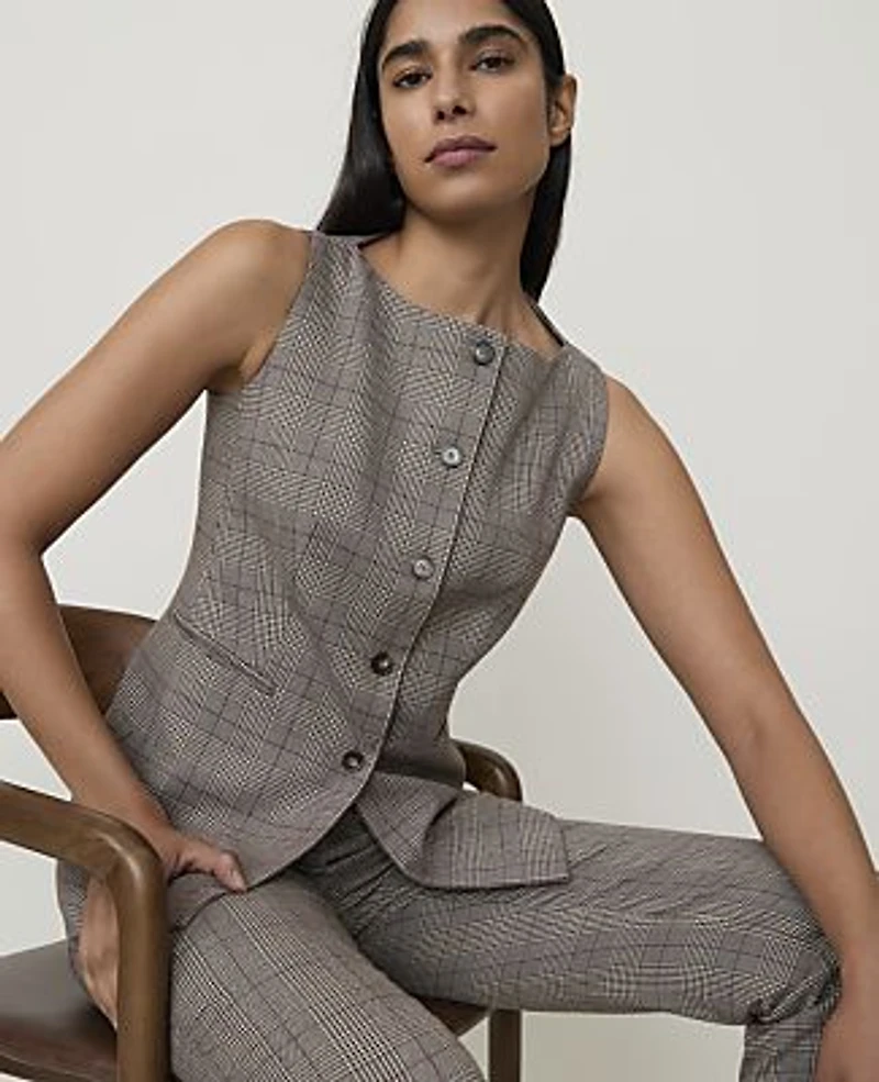 Ann Taylor The Plaid Boatneck Vest Multi Women's
