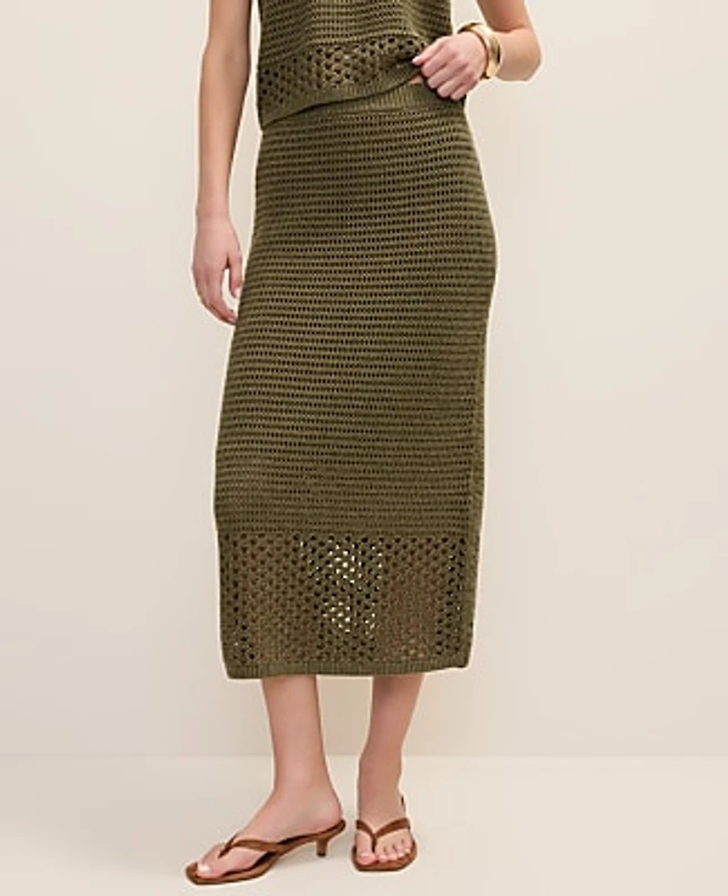 Ann Taylor Petite Crochet Midi Sweater Skirt Winding Ivy Women's