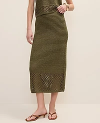 Ann Taylor Petite Crochet Midi Sweater Skirt Winding Ivy Women's