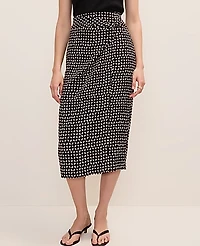 Ann Taylor Petite Batik Wrap Midi Skirt Black Women's