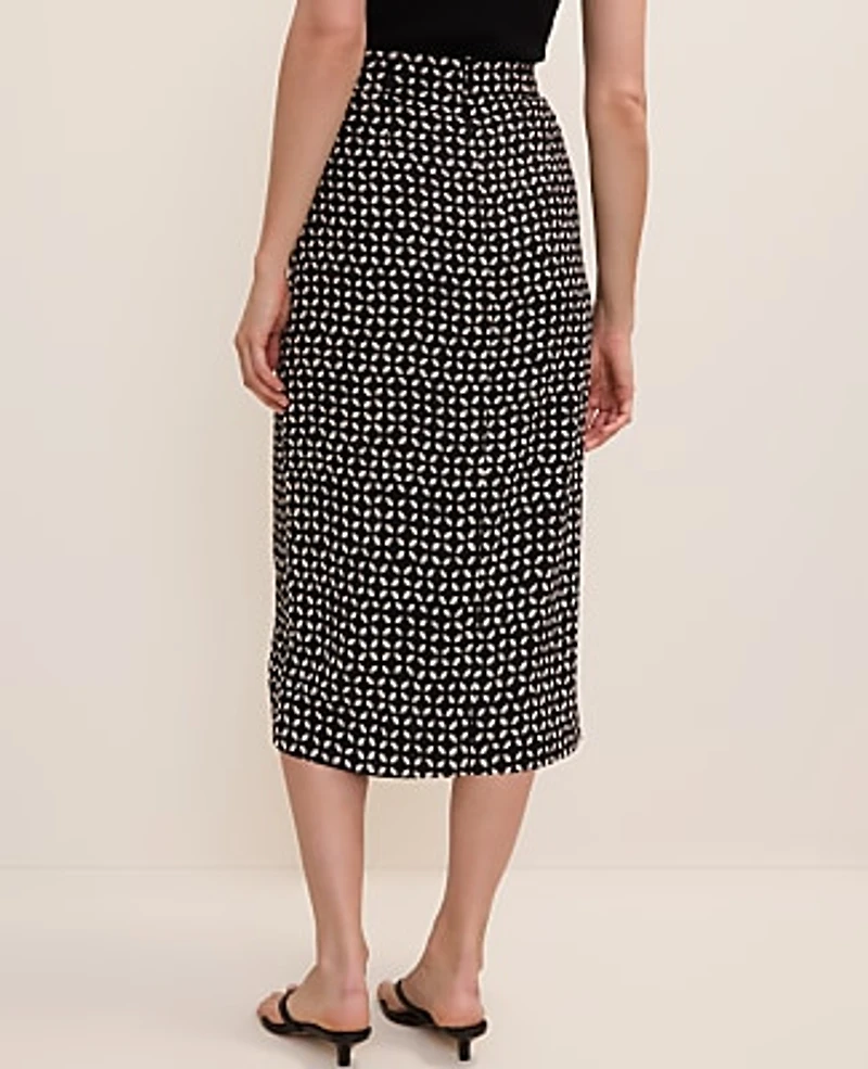 Ann Taylor Petite Batik Wrap Midi Skirt Black Women's