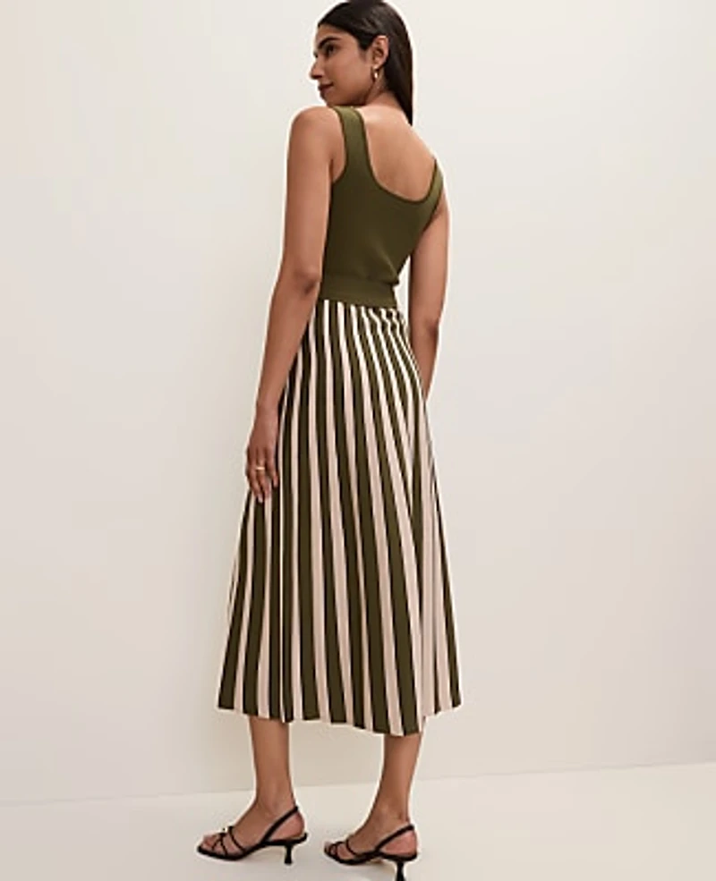 Ann Taylor Petite Striped Square Neck Sweater Dress Winding Ivy Women's