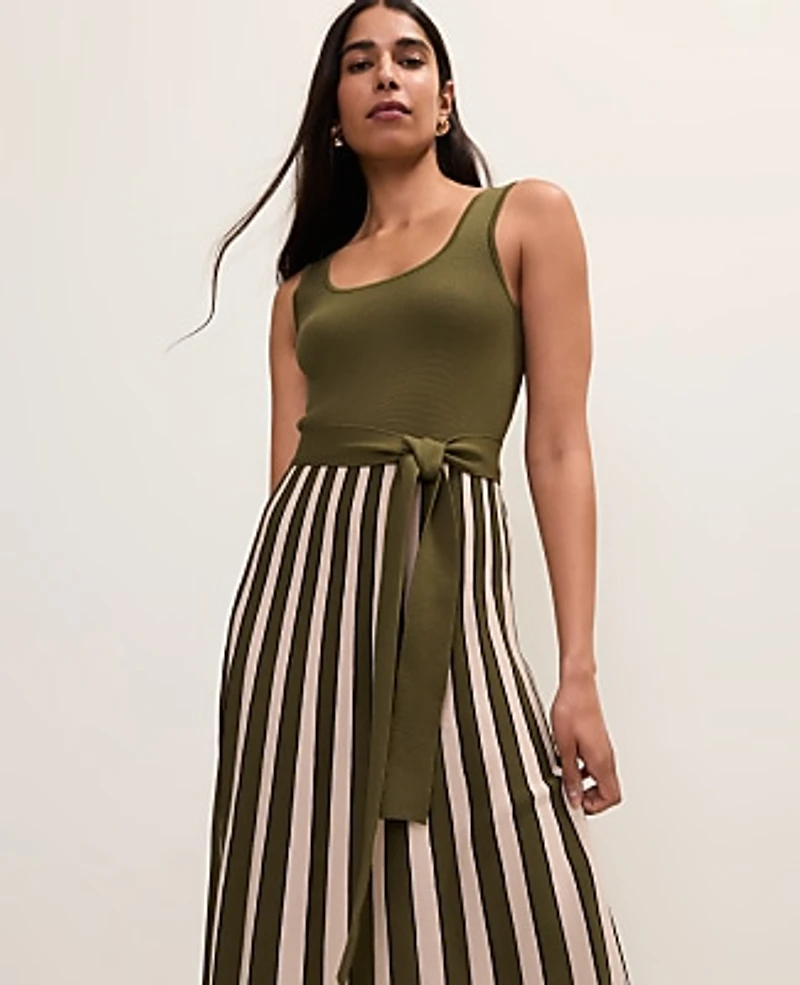 Ann Taylor Petite Striped Square Neck Sweater Dress Winding Ivy Women's