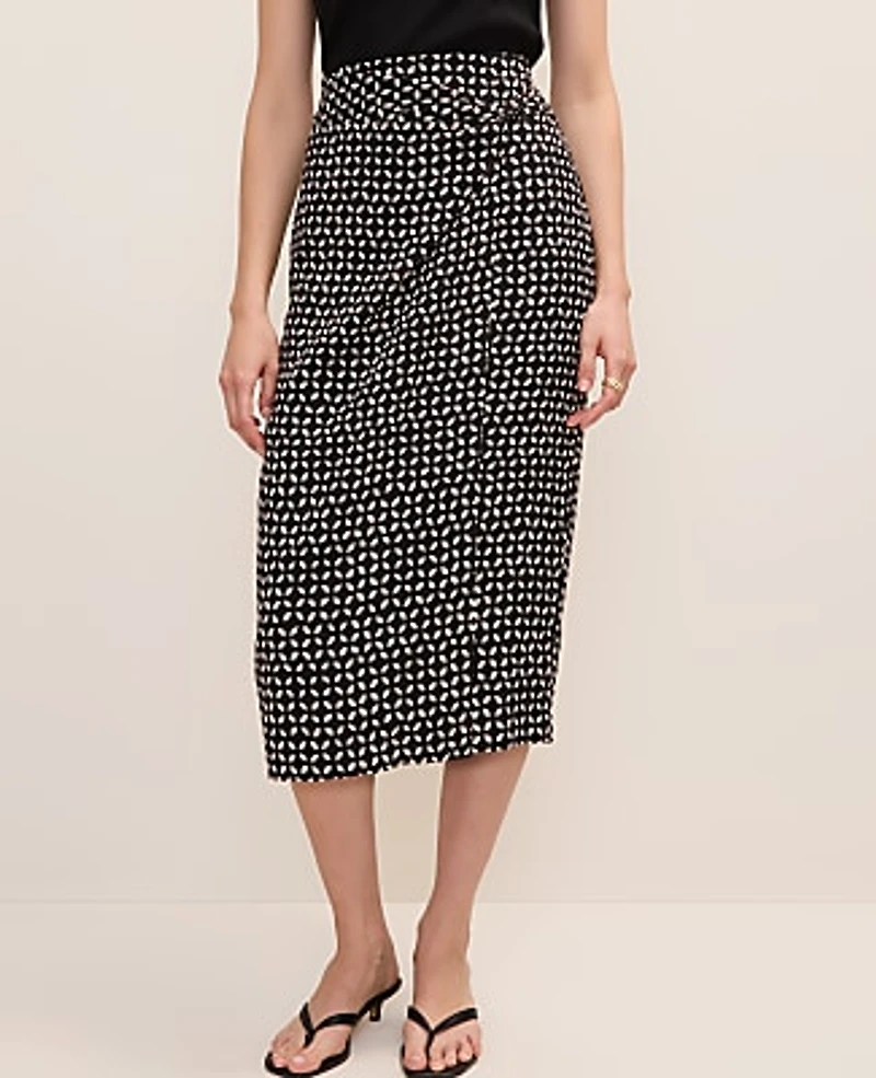 Ann Taylor Batik Wrap Midi Skirt Black Women's