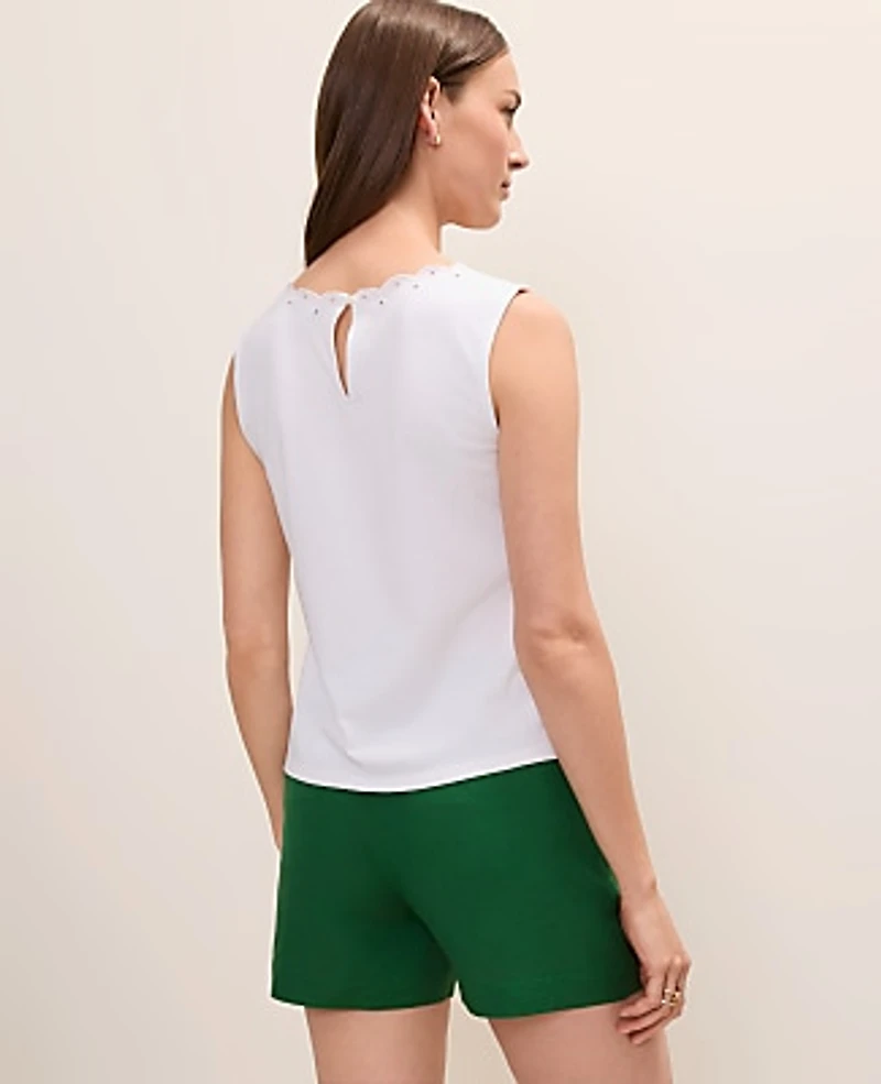 Ann Taylor Petite Embroidered Tank Top White Women's
