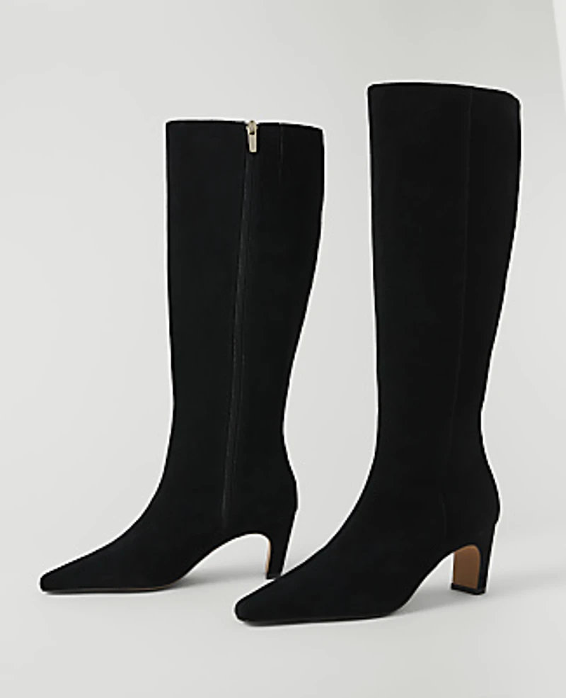 Ann Taylor Suede Skinny Heel Tall Boot Women's